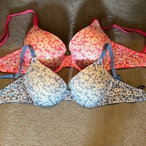 PINK Floral Bra Set